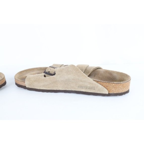 Vintage Birkenstock Mens 10 Distressed Suede Leather Buckle Strap Sandals Beige main image 6